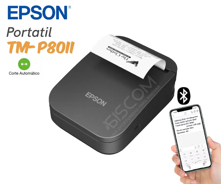 Impresora Portatil Epson TM-P80II Plus Recibos Bluetooth